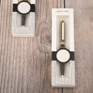 Hermoso Bolígrafo Metálico con Diseño de Puntos, Elegante Juego de Bolígrafos en Negro y Dorado, Personalizable con Logotipo en Color - Product Image 5