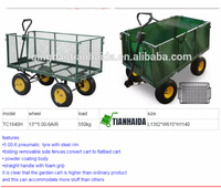 Chariot à main pliable à quatre roues avec revêtement en poudre et verrouillage pour le transport de marchandises et le rangement d'outils