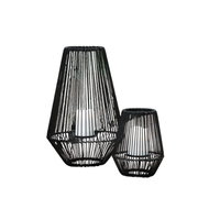 Lanterne solaire décorative portable et étanche pour jardin, en fer forgé, pour l'extérieur, avec bougie solaire, pour allées de jardin