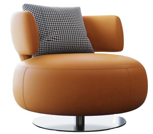 <span class=keywords><strong>Fauteuil</strong></span> pivotant de salon en cuir véritable et <span class=keywords><strong>tissu</strong></span> velours, style nordique moderne et luxueux pour chambre à coucher et hôtel - Product Image 1