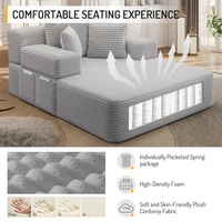 Fauteuil lounge M, canapé-lit surdimensionné rembourré pour intérieur, sectionnel moderne en velours côtelé moelleux pour appartement et salon