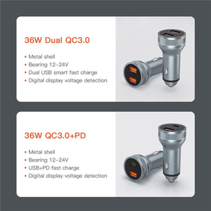 อะแดปเตอร์ชาร์จเร็วในรถ2พอร์ต USB PD 36W อะแดปเตอร์ชาร์จเร็ว QC 3.0สำหรับ <span class=keywords><strong>iPhone</strong></span> 12 11สำหรับ Xiaomi สำหรับ Samsung โทรศัพท์มือถือประเภทไฟฟ้า - Product Image 6