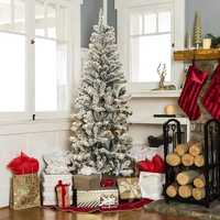 Vente en gros d'arbres de Noël lumineux floqués, arbres de Noël en forme de crayon, décoration de Noël