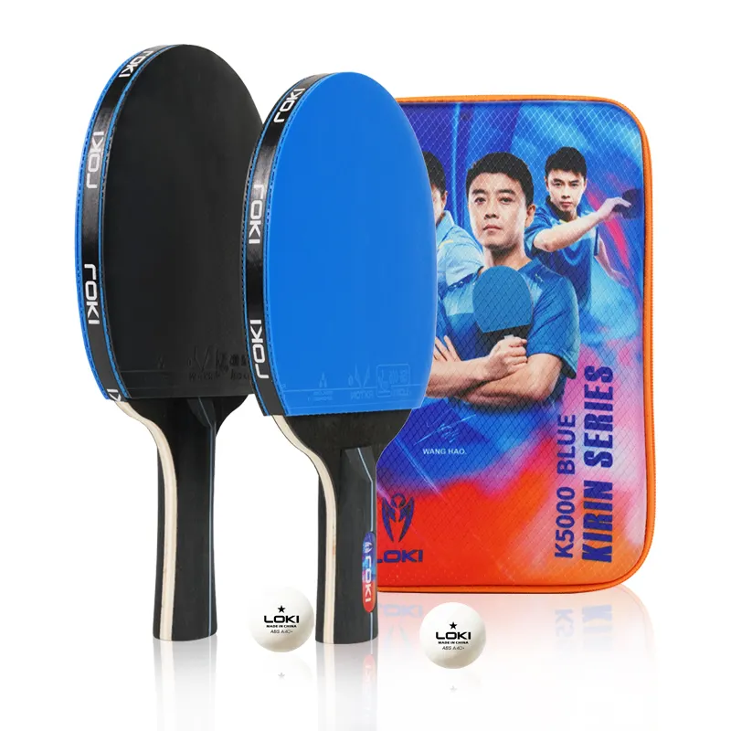 LOKI profesyonel-seviye ping pong paddle set yüksek kalite elastik siyah kavak ahşap ITTF kauçuk masa tenisi raketleri