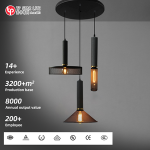 Lámpara Colgante Industrial Moderna con Bombilla LED E27, Pantalla de Malla, Lámpara de <span class=keywords><strong>Cemento</strong></span> Negra, Hierro Negro, <span class=keywords><strong>Cemento</strong></span>, Varios Usos para Instalación en Proyectos - Product Image 1