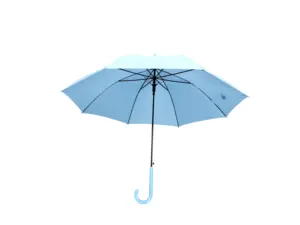 Wholesale Portable Colorful Transparent Umbrella Custom Automatic Straight J Handle Parasol Clear Umbrella With Logo