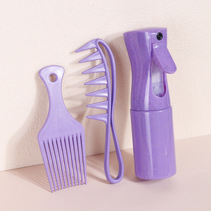 Ensemble de peignes de massage en paille de blé, peigne à dents larges, flacon pulvérisateur, outils de coiffure durables pour la population générale - Product Image 1