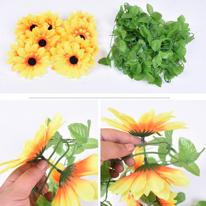 Decoraciones de Girasoles, Tira de Flores Artificiales Rectangular para Colgar en la Pared, Decoración Interior para Fiestas, Buena Calidad - Product Image 5
