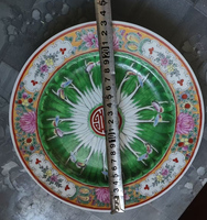 Assiette de présentation vintage chinoise en céramique Bok Choy, peinte à la main, 9 pouces, bordure à motif de roses, pour mariage, Saint-Valentin, Nouvel An chinois