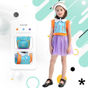 Children's Anime Costume Set Girls <b>Purple</b> Blue Dress With <b>Hat</b> And Vest For Performance Spring 2021 - Product Image 5