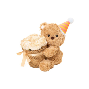 <span class=keywords><strong>Oso</strong></span> de peluche marrón Regalo de cumpleaños Juguete <span class=keywords><strong>Oso</strong></span> encantador con flores Regalo de cumpleaños para novia - Product Image 5