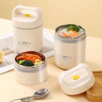 Boîte à lunch isotherme ronde avec poignée, en acier inoxydable 304, double couche, avec couvercle et cuillère, tasse à petit-déjeuner scellée, portable pour la restauration rapide