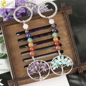 CSJA caliente 7 Chakra Árbol <span class=keywords><strong>de</strong></span> la vida colgante llavero piedra Natural Reiki llavero G312 - Product Image 5