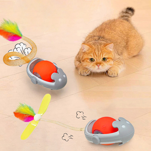 Jouet interactif intelligent rechargeable par USB 2-en-1, souris mobile avec balle, jouet amusant pour animaux de compagnie, jouets automatiques pour chatons, jouets en silicone pour chats lasse - Product Image 3