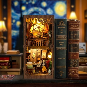 Estilo encantador personalizado DIY casa <span class=keywords><strong>de</strong></span> muñecas LIBRO <span class=keywords><strong>DE</strong></span> MADERA rincón estantería decoración Mini libro Nook Kit uso como regalo - Product Image 2