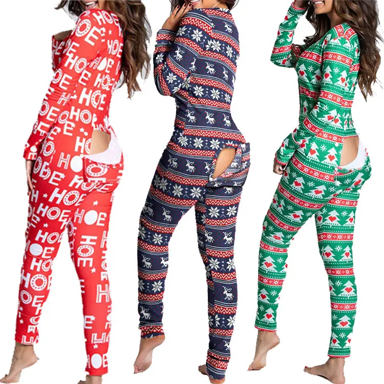 Fashion Cheap Usa Gecelik Hot Sale Onesie Ass Open Pajama Women'S Sleepwear Sexe Pajama