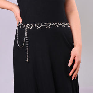 Cadena de cintura de mariposa hueca de aleación de zinc metálica de una sola capa para mujer, cinturón de vestido de fiesta, oro y plata - Product Image 2