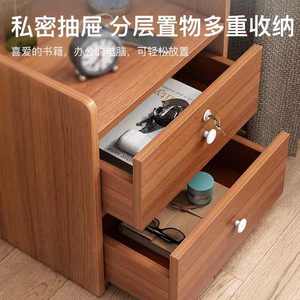 Modern Minimalist <strong>White</strong> Wooden Nightstand with Lock, Double Drawer Bedside <strong>Table</strong> for Bedroom Hotel <strong>Small</strong> Spaces - Product Image 5