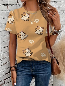 Christmas Truck and Tree Printed Short Sleeve Crewneck T-Shirt Knit Pattern Women's Casual Soft <strong>Festive</strong> Fashion Daily <strong>Top</strong> - Product Image 5