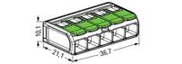 Connecteurs de raccordement WAGOs 221-625, leviers 6 mm, 5 conducteurs, boîtier transparent pour tous types de conducteurs, montage sur rail DIN-35