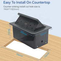 Prise de table escamotable à montage dissimulé avec commande tactile, design encastré et chargement USB rapide