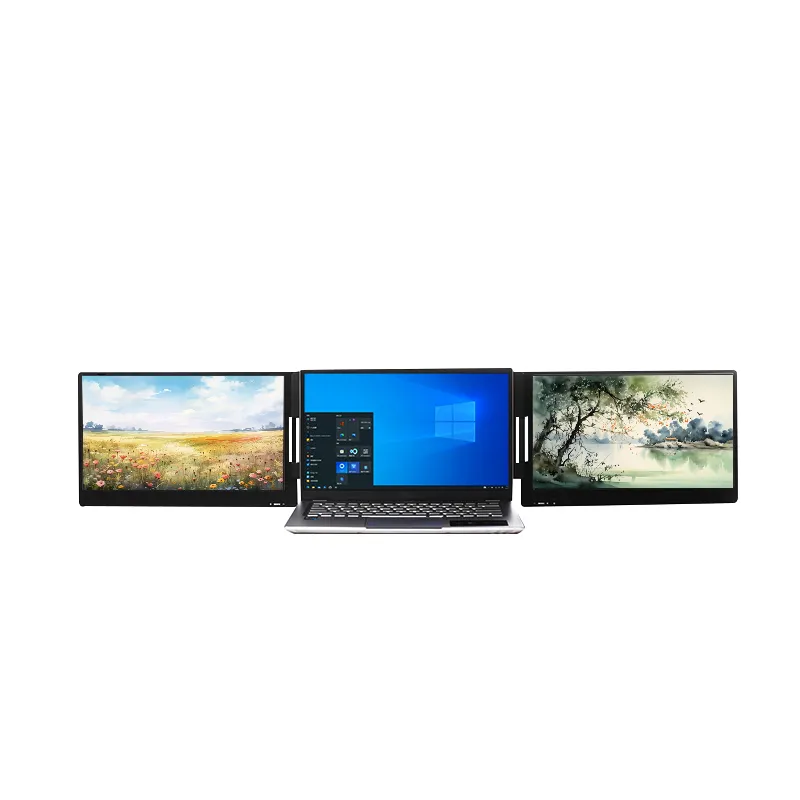 2023 новый дизайн, Два расширенных широкоэкранных HDR-экрана, подключенных к ноутбуку, портативный USB Type-C тройной монитор для ноутбука