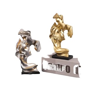 Statue en résine abstraite de couple enlacé, sculpture de baisers d'amoureux, décoration moderne pour la maison, figurine pour le salon, le bureau, la table de mariage - Product Image 2