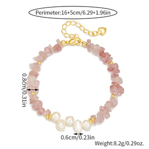 Pulsera de Oro con Perlas Naturales de Agua Dulce Irregulares de Tres-Siete Agujeros, Cristal y <span class=keywords><strong>Jade</strong></span>, Estilo Barroco, Joyería Versátil al por Mayor - Product Image 6