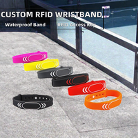 Bracelet en silicone RFID personnalisable avec mini-étiquette, 13,56 MHz, puces 1K S50 F08 213 216 EM4305 Tk4100 T5577, étanche et réglable pour l'accès