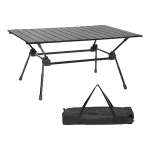 Tabela de acampamento dobrável de alumínio, portátil, mobiliário ao ar livre, tabela ajustável para churrasco, piquenique