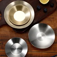 304 roestvrijstalen ondiepe conusvormige metalen schaal, stapelbaar, voor hapjes, augurken, fruit, geschikt voor Koreaans restaurant, café en thuisgebruik.