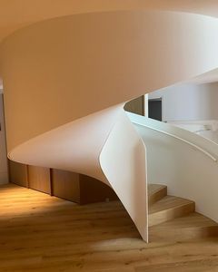 Biệt thự nội thất cầu thang cong thiết kế với đá cẩm thạch bước từ Phật Sơn cầu thang nhà cung cấp - Product Image 4