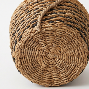 Handwoven Natural Seagrass Storage Basket with Handles, <b>Large</b> Boho Wicker Laundry Hamper for Living Room Decor - Product Image 3