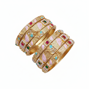 PADMAWATI Luxury High Quality Tungsten Gold Plated Original Multi Color Women's <b>Bangles</b> Set <b>Indian</b> Bridal Anniversary Gift - Product Image 2