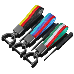Boucle Porte-clés Tricolore Nylon Tressé <span class=keywords><strong>Sangle</strong></span> Métal Clé De Voiture Accessoire Avec Drapeau Couleurs Pour Allemand Pour Italien Pour BMW - Product Image 5