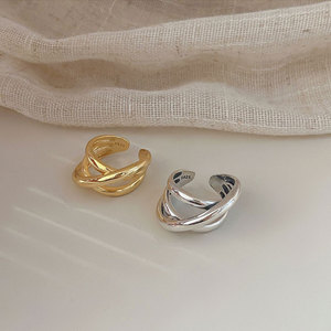 Línea geométrica de moda 925 anillo de plata para Mujeres Hombres 18K chapado en oro plata esterlina 925 ajustable anillo abierto joyería al por mayor - Product Image 4