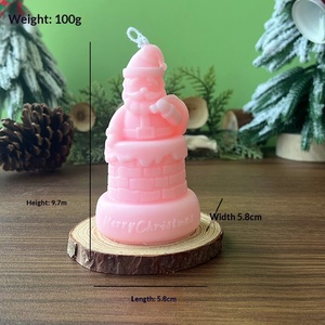 Bougie décorative en forme de Père Noël et de boîte cadeau, ornement en cire sur le thème de Noël pour la décoration de table à la maison et les fêtes - Product Image 6