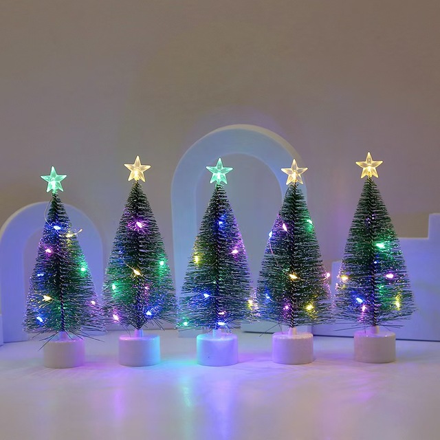 High Quality Personalized Mini LED Battery Operated Foldable Lightweight Eco-Friendly Colorful Desktop Artificial Christmas Tree