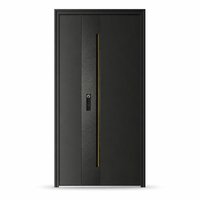 Porte d'entrée sécurisée automatisée avec reconnaissance faciale 3D, panneau métallique massif, entrée de villa futuriste, pour appels d'offres professionnels