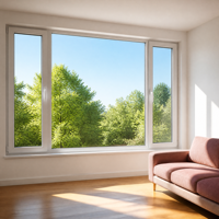 Ventana Abatible de Apertura Exterior de Aleación de Aluminio con Tres Paneles de Vidrio Fijo en el Centro, Diseño Moderno de Marco Delgado para Sala de Estar y Hogar