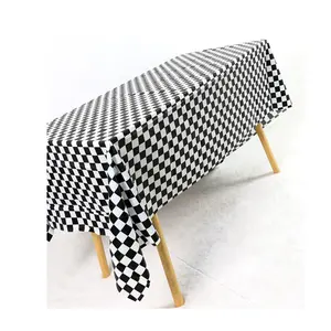 Table Covers Plastic Disposable Black Checkered Plastic Table Cover Disposable Reusable Picnic Race Car Birthday Party Theme