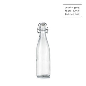 Bouteille en verre à <span class=keywords><strong>bouchon</strong></span> basculant <span class=keywords><strong>pour</strong></span> bouteille en verre transparent avec couvercle hermétique 25 Lait et vin 250 ml et 500 ml et 1000 ml Bouteille en verre carrée - Product Image 4