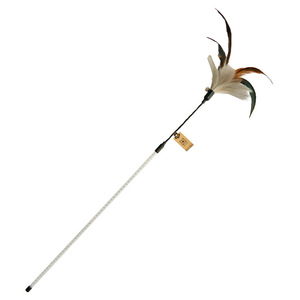 Kitta Baguette d'agitation pour chat à plumes, avec clochette, à manche allongé, multi-plumes, couleur naturelle, pratique, baguette de fée, jouet pour chat, vente en gros - Product Image 4