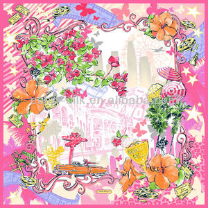 Sciarpa in <span class=keywords><strong>chiffon</strong></span> <span class=keywords><strong>di</strong></span> <span class=keywords><strong>seta</strong></span> stampata personalizzata con rotolamento a mano - Product Image 5