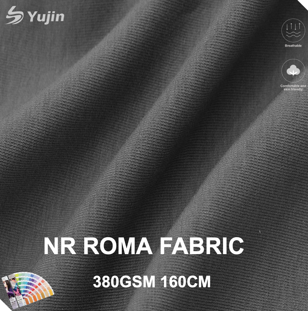 Wholesale 380GSM 61Rayon 32Nylon 7Spandex NR Roma Knit Fabric for Men and Women Pants Clothing
