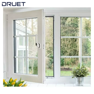 DRUET Minimalist French <strong>Windows</strong> Transitional Casement <strong>Windows</strong> Foldable Crank Handle UPVC <strong>Window</strong> Casement <strong>Window</strong> With <strong>Transom</strong> - Product Image 4
