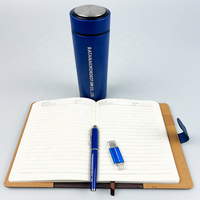 Ensemble cadeau de luxe A5 comprenant un agenda en cuir PU, un carnet, un stylo, une clé USB et une bouteille isotherme avec boîte d'emballage d'entreprise