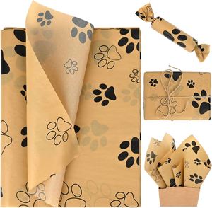 Papel de Envolver de Color Marrón con Estampado de Huellas de Animales y Logotipo Personalizado para Ropa, Calcetines y Zapatos de Mujer, Embalaje Reciclable de Primera Calidad para Regalos - Product Image 1