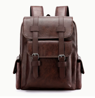 Sac à dos pour ordinateur portable en cuir PU pour homme avec fermeture éclair, doublure en polyester, grande capacité, imperméable et portable, sac de voyage