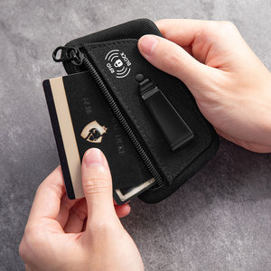 Carteira com Clip Oculto RFID, Clip Destacável para Esconder Dinheiro, Bolsa <span class=keywords><strong>de</strong></span> Viagem Multifuncional para Cartões <span class=keywords><strong>de</strong></span> Crédito/Identidade para Mulheres e Homens - Product Image 4